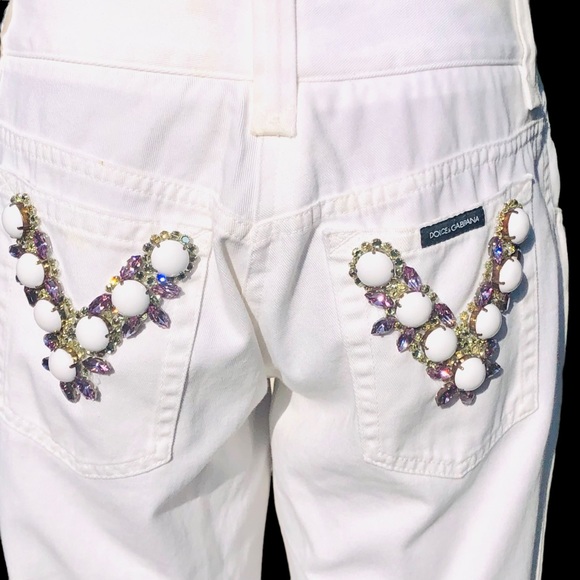Dolce Gabbana white jeans with crystals Sz 30 x 32 - Picture 9 of 16